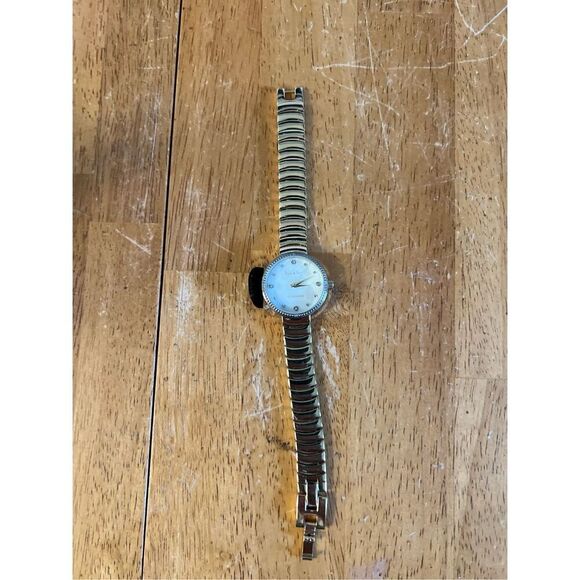 Nicole Miller Gold Tone Watch Diamond Trim New - Picture 1 of 9